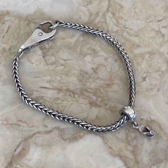 Trollbeads Sterling Silver Bracelet with Lock of Wisdom & Pandora Charm - Picture 1 of 8